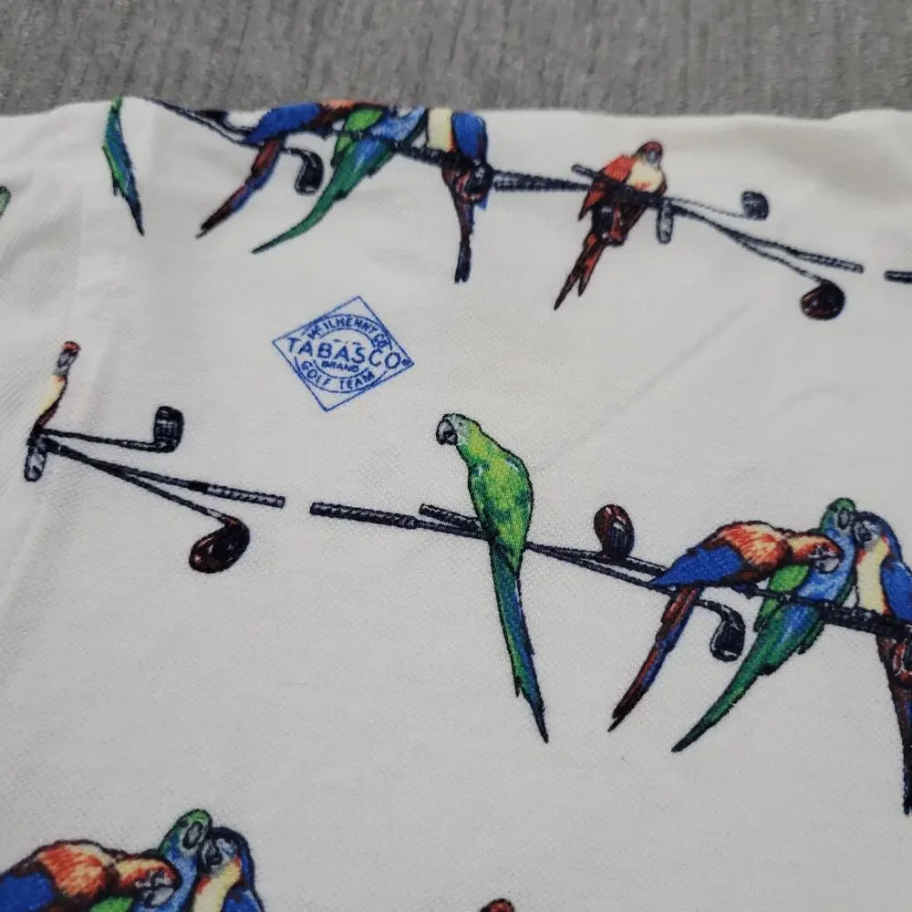 Vintage 90s Genuine Tabasco Hot Sauce Sportwear Polo Shirt Mens L Parrots Golf - Picture 8 of 11